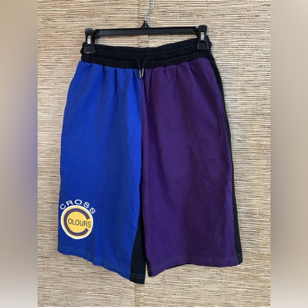 Cross Colours Basketball Shorts Retro Lakers Colorblock Men’s XS Purple Blue